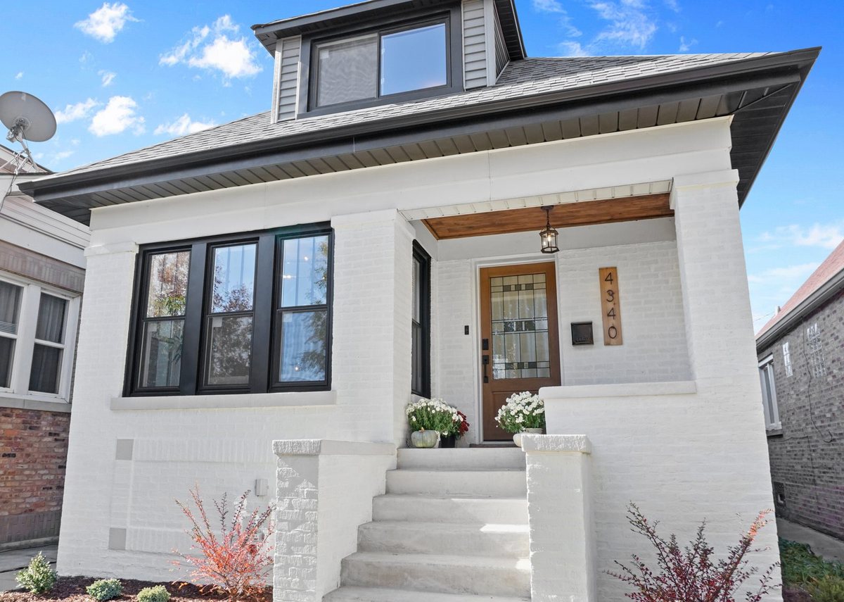 A Chicago bungalow after Chicago Code Pros rebuilt the masonry and front stairs